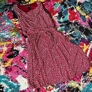 Red Polka Dot Cowl Neck Dress